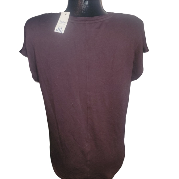 Hyba V-Neck Dark Plum Short Sleeve Top L - Picture 5 of 5